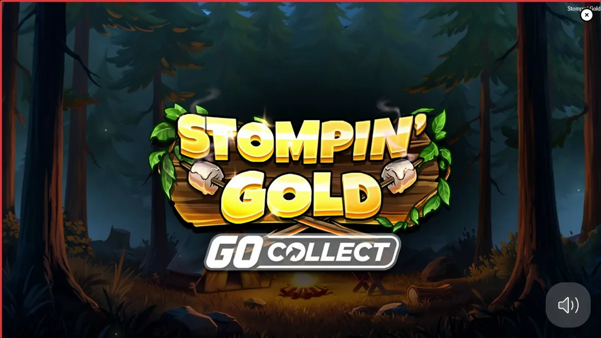 Tampilan visual slot Stompin’ Gold GO Collect dengan karakter yeti dan latar belakang hutan.